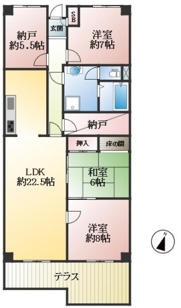 西宮市苦楽園五番町 中古マンション間取画像