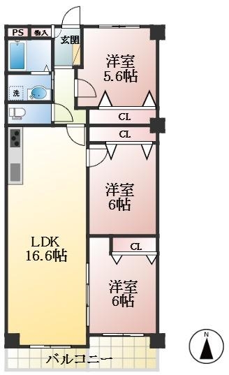 西宮市西平町 中古マンション間取画像
