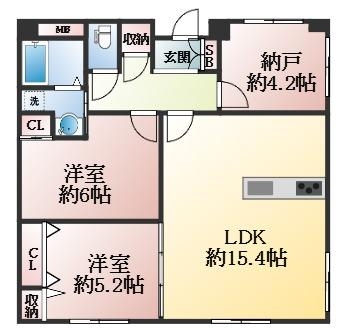 西宮市御茶家所町 中古マンション間取画像