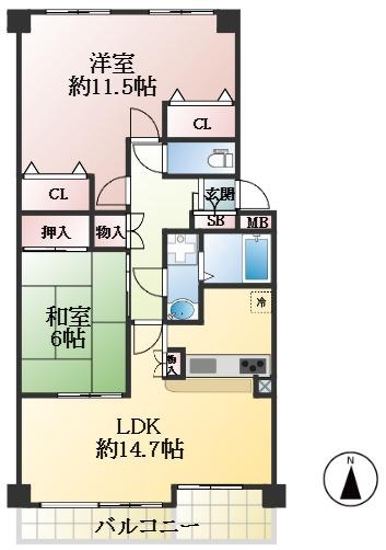 西宮市今津巽町 間取画像
