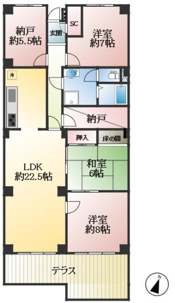 西宮市苦楽園五番町 中古マンション間取画像