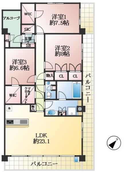 西宮市南甲子園 間取画像