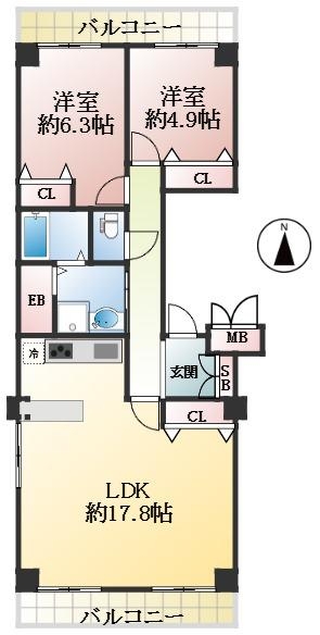 西宮市津門大箇町 間取画像